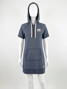 Roots Heather Navy Blue Salt and Pepper Short Sleeve Hoodie Sweater Dress Small